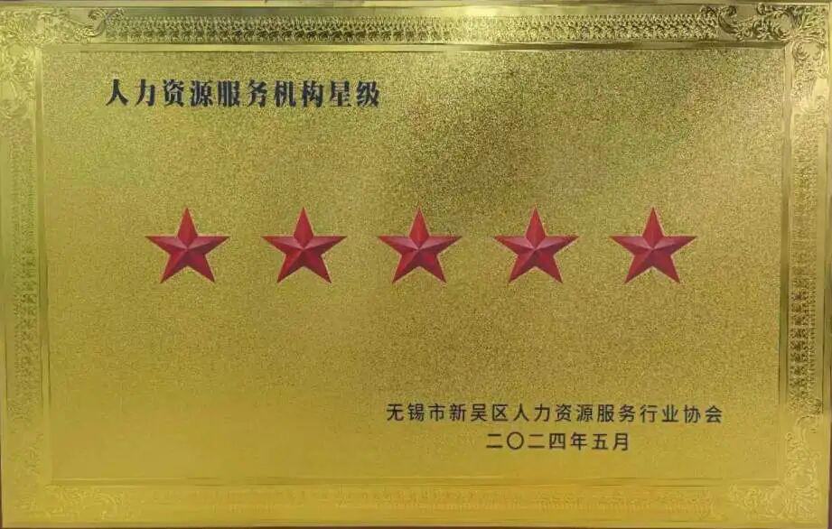 榮譽(yù)時(shí)刻 | 超信國(guó)際集團(tuán)旗下無錫超信工業(yè)外包有限公司再獲“五星級(jí)人力資源服務(wù)機(jī)構(gòu)”殊榮！